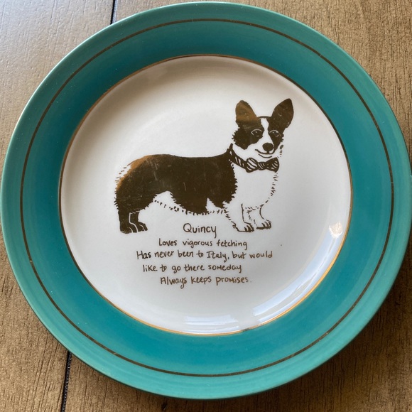 Anthropologie Other - Anthropologie dog bio plate corgi blue